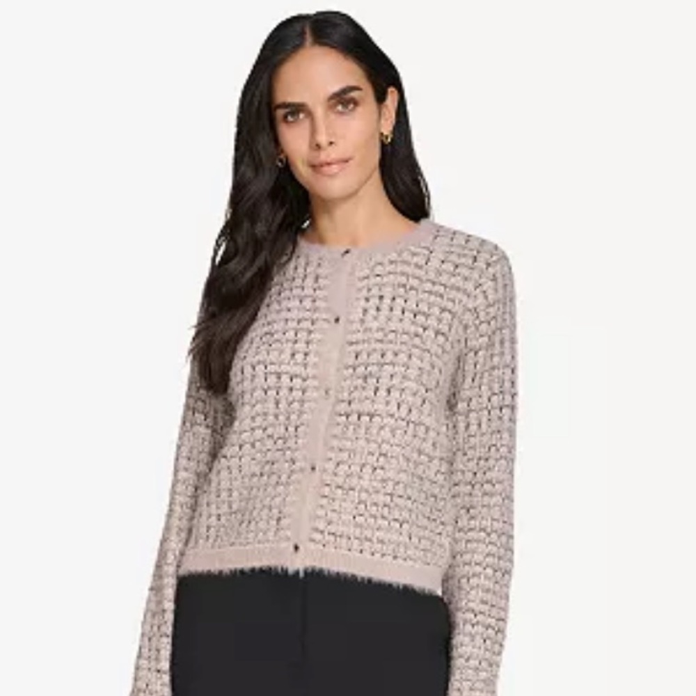 Calvin Klein Women's Button Front Knit Fuzzy Cardigan Size M - Picture 2 of 7